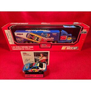 JEFF BURTON NASCAR TRANSPORTER BUNDLE w/MATCHING STOCKCAR & PLAYER CARD
